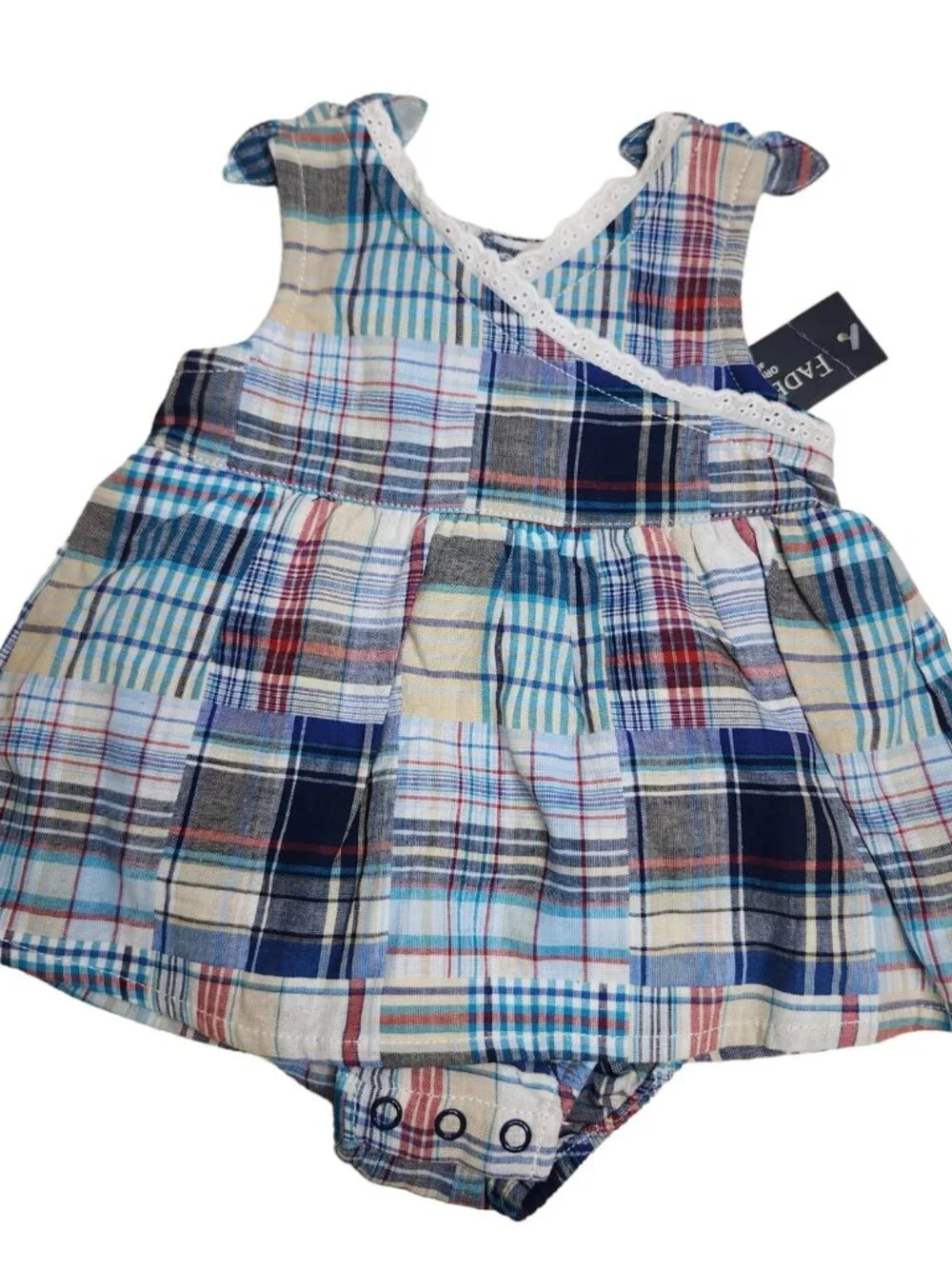 Infant Girls Sz 0-3 Months Faded Glory Blue Patchwork Bubble Shirt & Bloomer